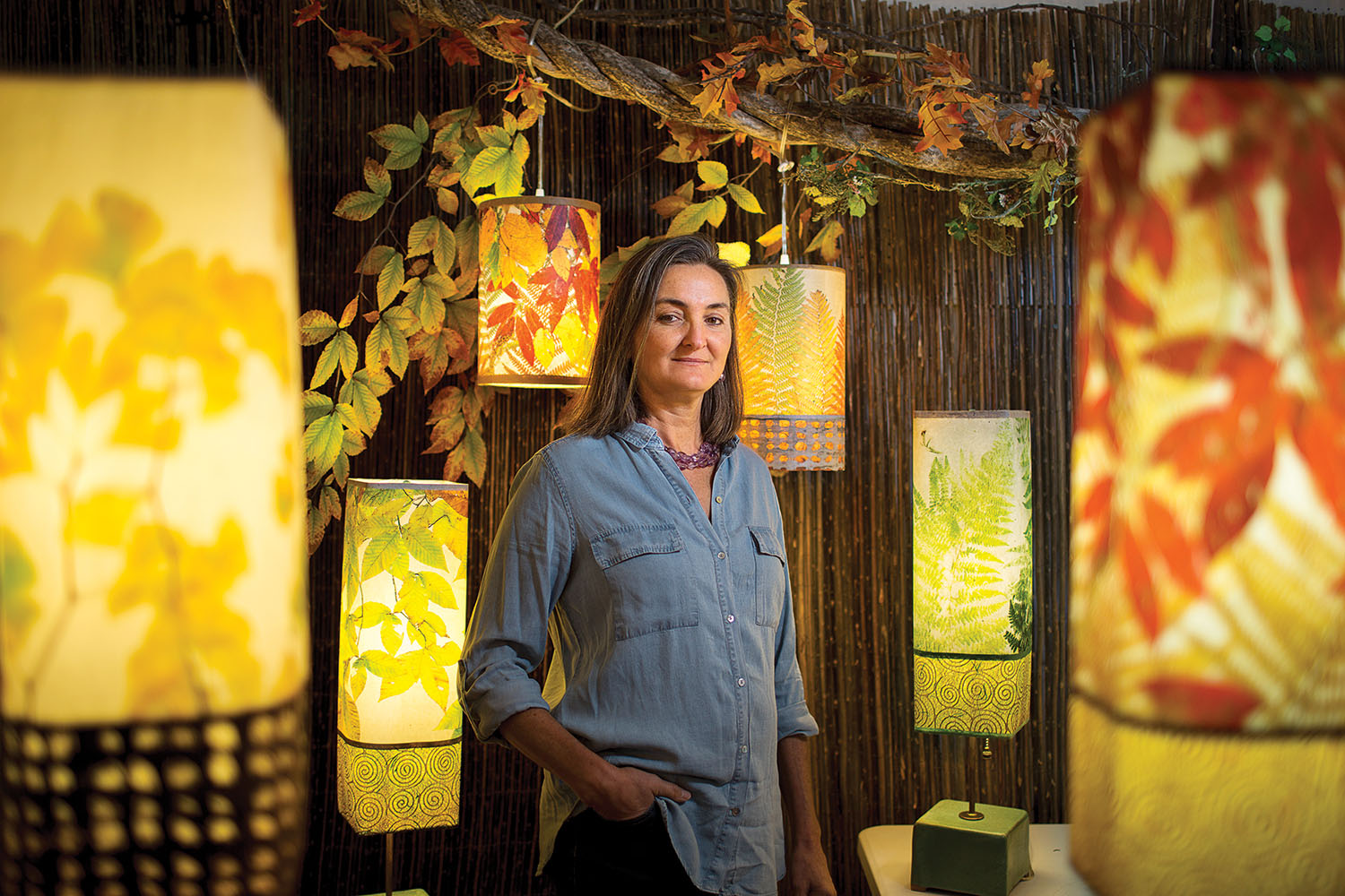 “Exploring, experimenting, and constructing” led Leah Baker to the artisanal-lamp world. Photo by Matt Rose