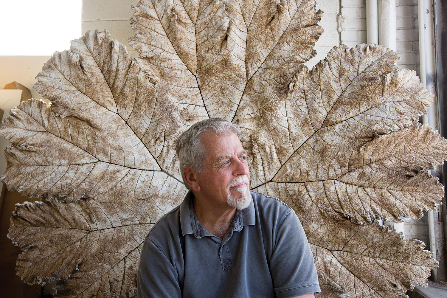 “I’m only half the artist, because I’m presented with perfection,” says John Wayne Jackson, who makes casts of the biggest leaves found in nature. Photo by Matt Rose